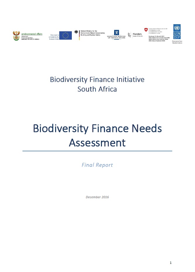 South Africa - Biodiversity Finance Needs Assessment 